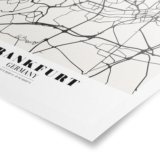 Cuadros modernos blanco y negro Frankfurt City City Map - Classical