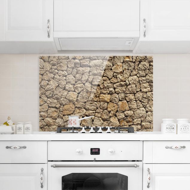 Panel antisalpicaduras cocina patrones Old Wall Of Paving Stone