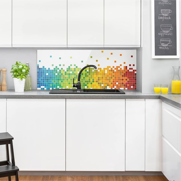 Panel antisalpicaduras cocina patrones Pixel Rainbow