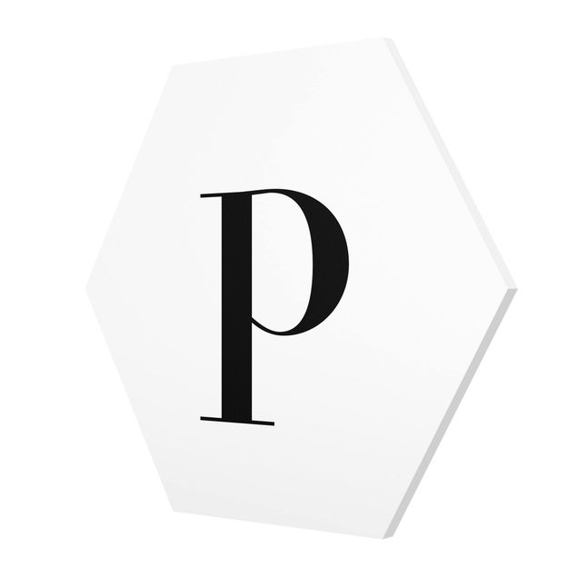 Cuadros hexagonales Letter Serif White P