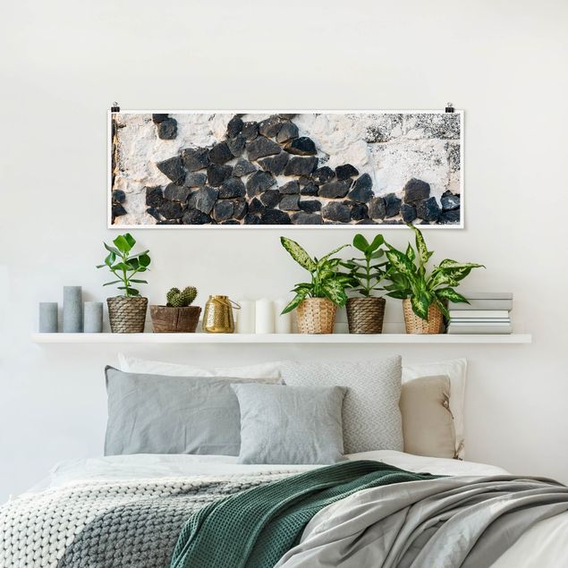 Póster de cuadros famosos Wall With Black Stones