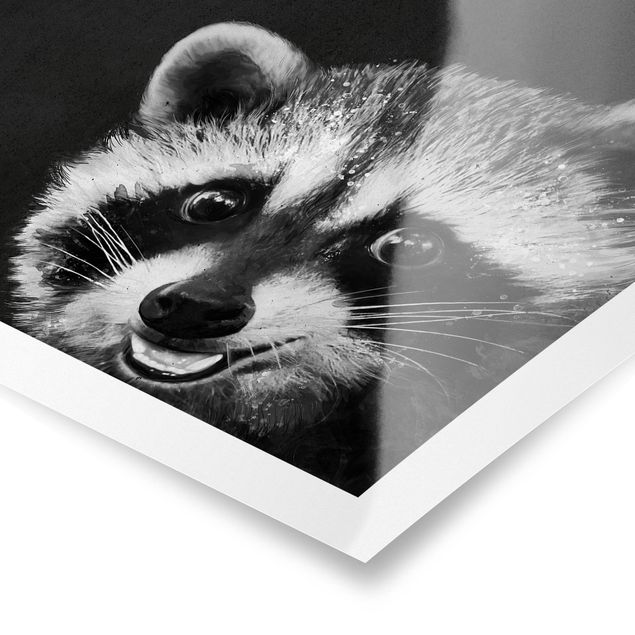 Cuadros negros Illustration Racoon Black And White Painting