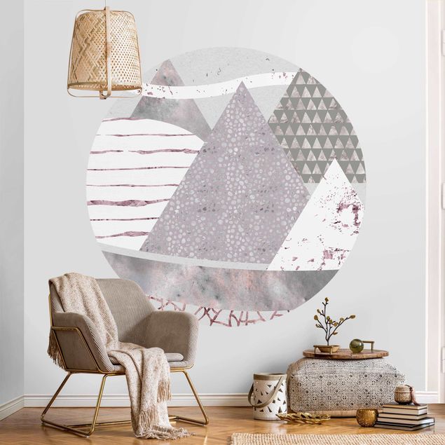 Papel pintado geométrico Abstract Mountain Landscape Pastel Pattern