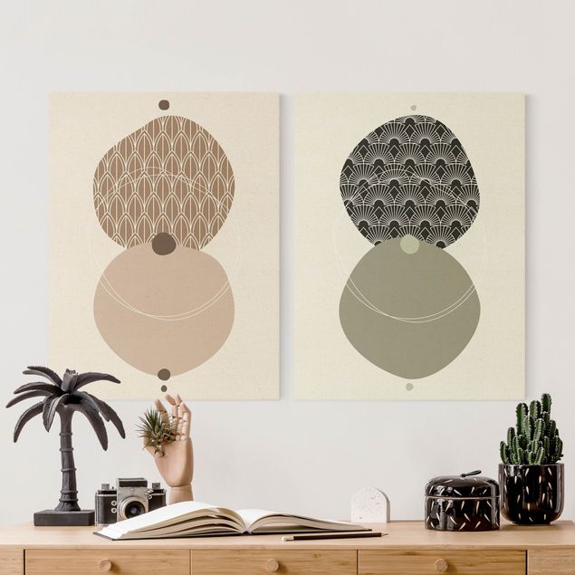 Cuadro verde Abstract Shapes - Circles Beige & Green