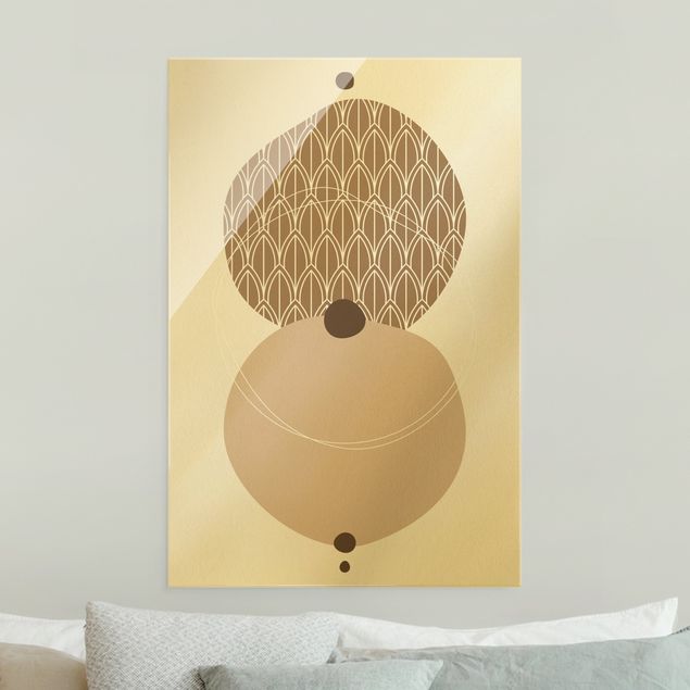 Cuadros de cristal abstractos Abstract Shapes - Circles In Beige