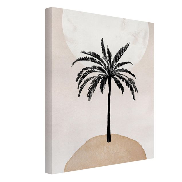Cuadros decorativos modernos Abstract Island Of Palm Trees With Moon