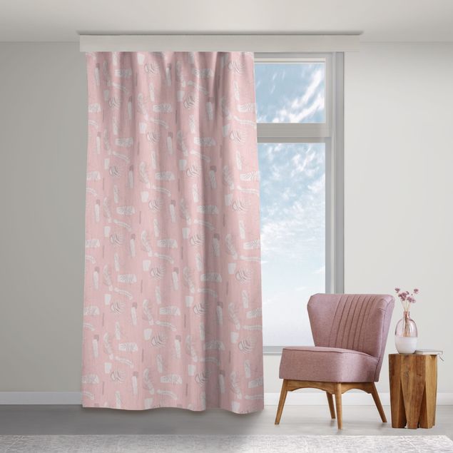 Cortinas modernas Abstract Pattern With Palm Leaves - Pale Pink