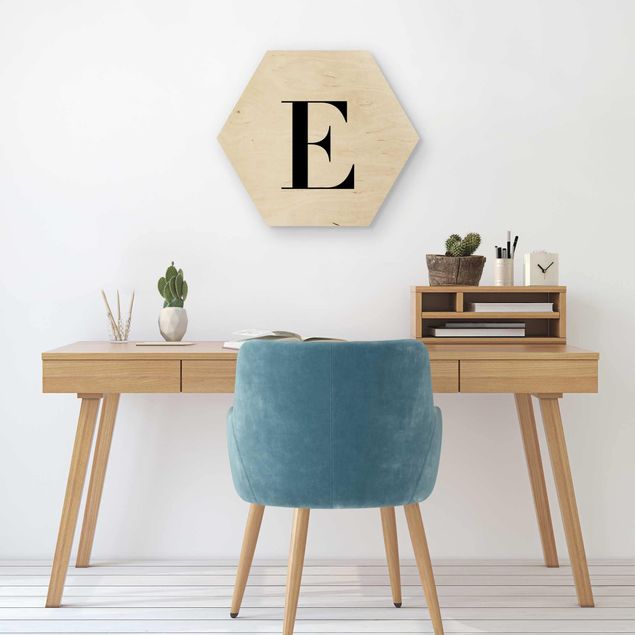 cuadros en madera con frases Letter Serif White E