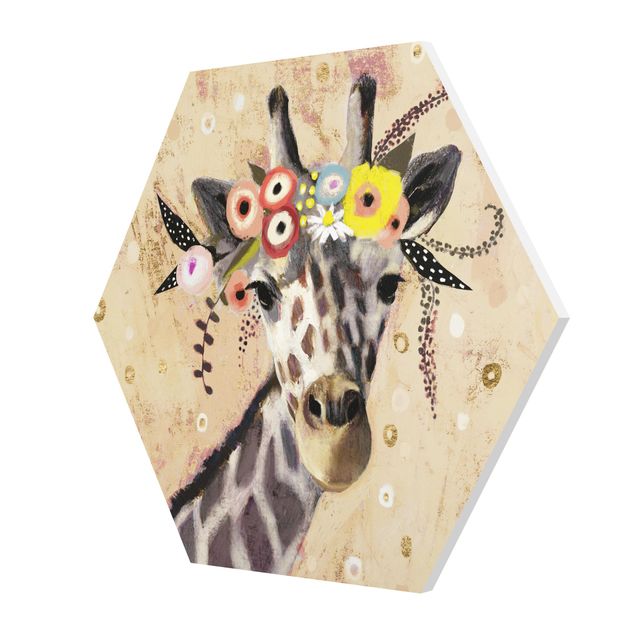 cuadros hexagonales Klimt Giraffe