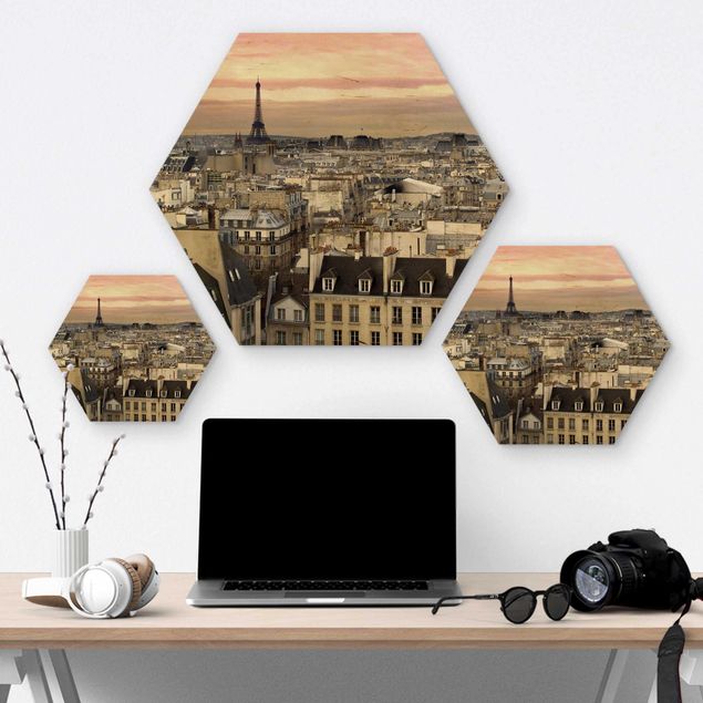 Hexagon Bild Holz - Paris hautnah