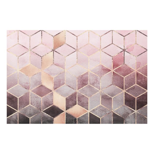 Paneles de vidrio para cocinas Pink Gray Golden Geometry