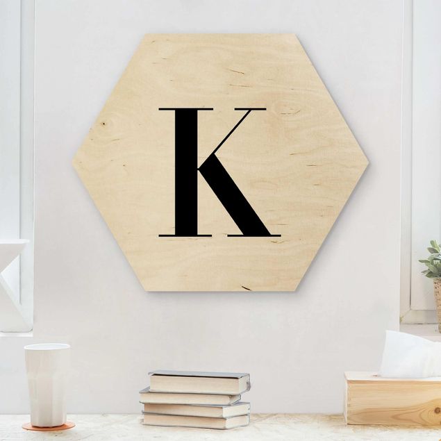 cuadros en madera con frases Letter Serif White K