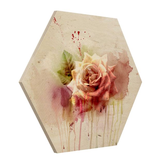 cuadro hexagonal Watercolour Rose