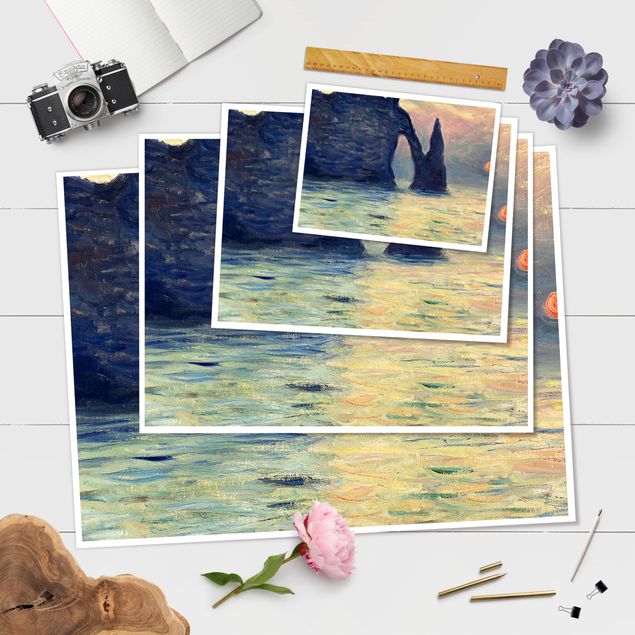 Póster cuadros famosos Claude Monet - The Cliff, Étretat, Sunset