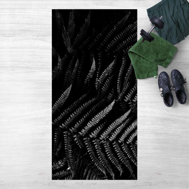 Alfombra exterior Black And White Botany Fern