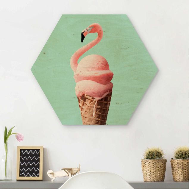 Reproducciones de cuadros Ice Cream Cone With Flamingo