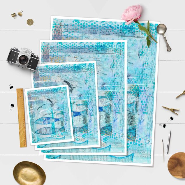 Cuadros decorativos Colourful Collage - Blue Fish
