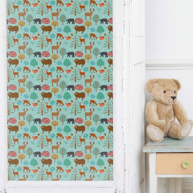 Papel adhesivo para muebles mate Modern Children Pattern With Forest Animals