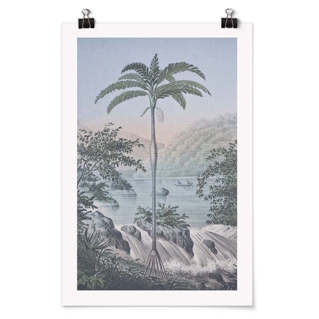 Póster de paisajes Vintage Illustration - Landscape With Palm Tree
