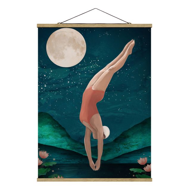 Cuadros deportivos Illustration Bather Woman Moon Painting