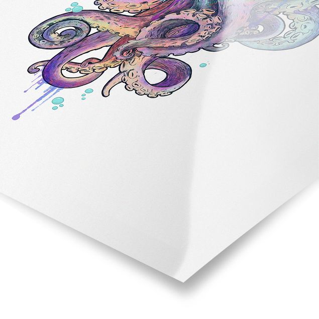 Cuadros morados Illustration Octopus Violet Turquoise Painting