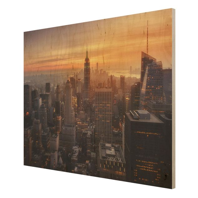 Cuadros de madera Manhattan Skyline Evening