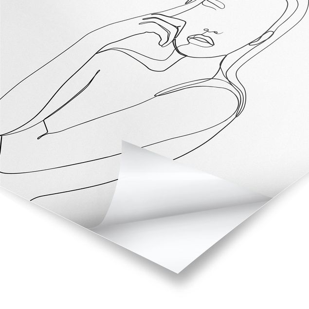 Estilo artístico Line art Line Art Pensive Woman Black And White