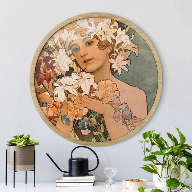 Pósters enmarcados de cuadros famosos Alfons Mucha - Flower