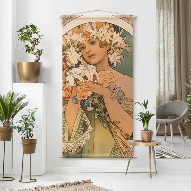 Tapices modernos para pared Alfons Mucha - Flower