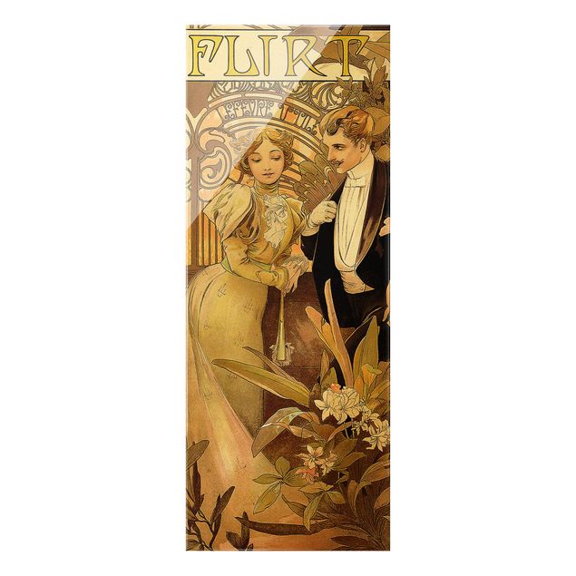 Cuadros de cristal frases Alfons Mucha - Advertising Poster For Flirt Biscuits