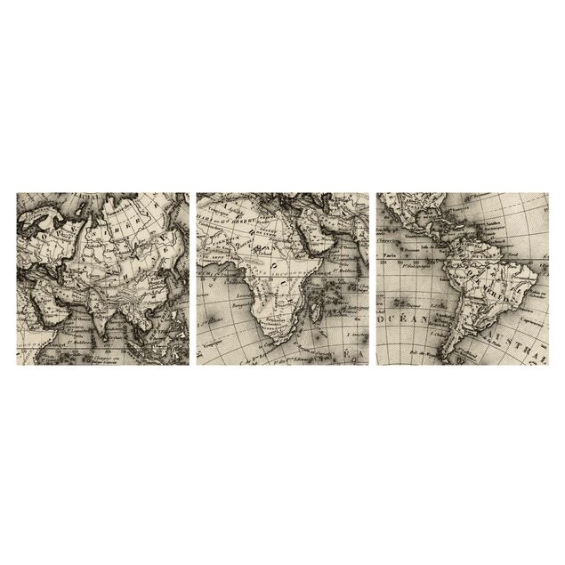 Cuadros para salones grises Old World Map Details