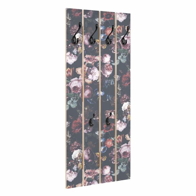 Percheros de pared Old Masters Flowers With Tulips And Roses On Dark Gray