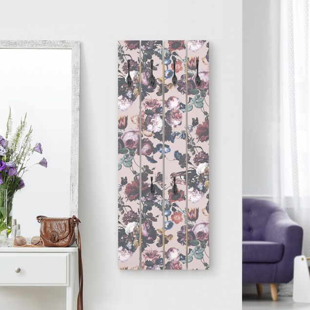 Percheros de pared de flores Old Masters Flowers With Tulips And Roses On Pink