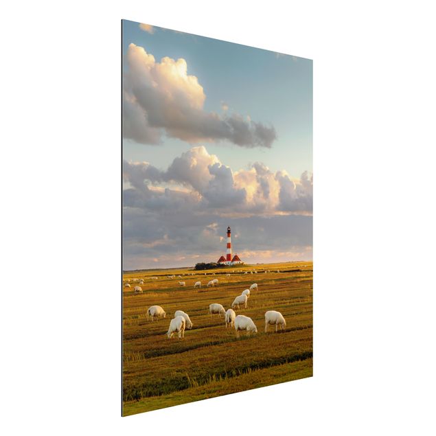 Decoración de cocinas North Sea Lighthouse With Flock Of Sheep