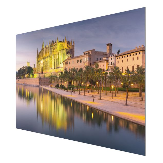 Cuadros de ciudades Catedral De Mallorca Water Reflection