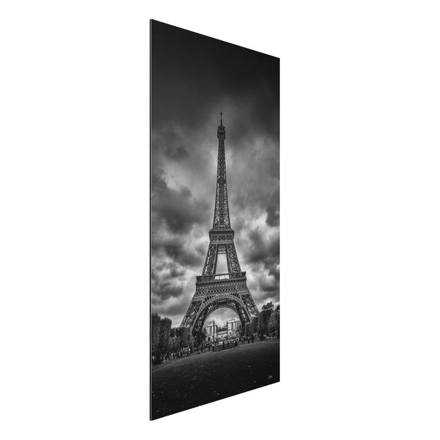 Cuadros París Eiffel Tower In Front Of Clouds In Black And White