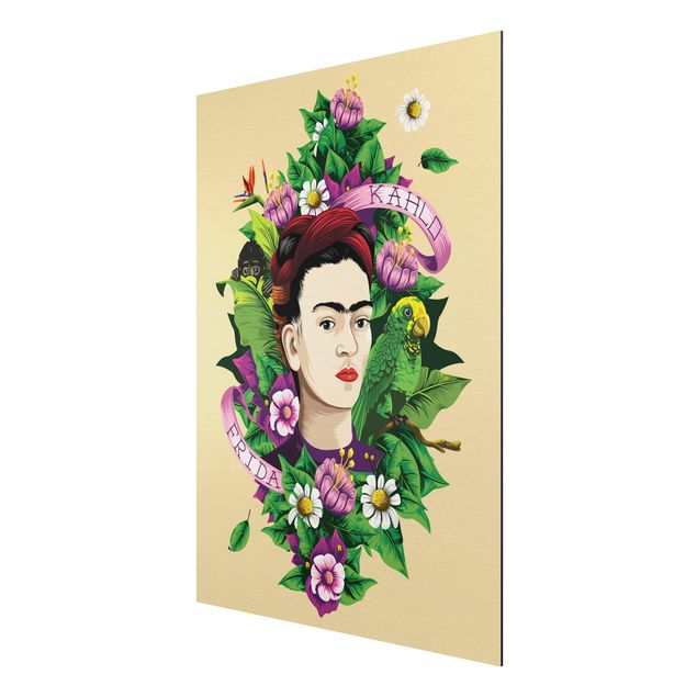 Cuadros de plantas naturales Frida Kahlo - Frida, Monkey And Parrot