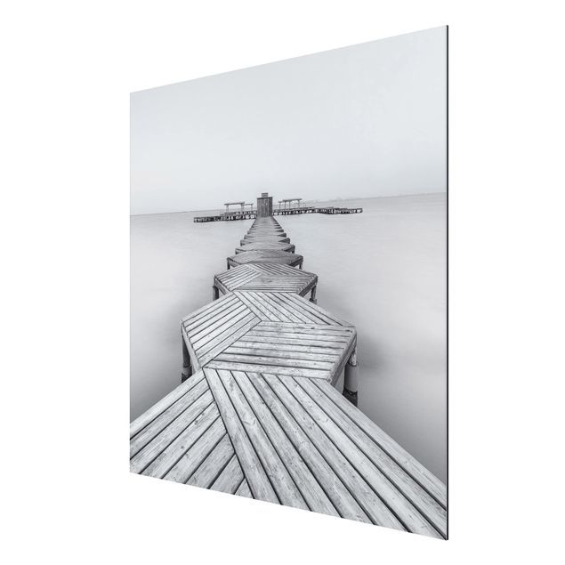 cuadros-3d Wooden Pier In Black And White