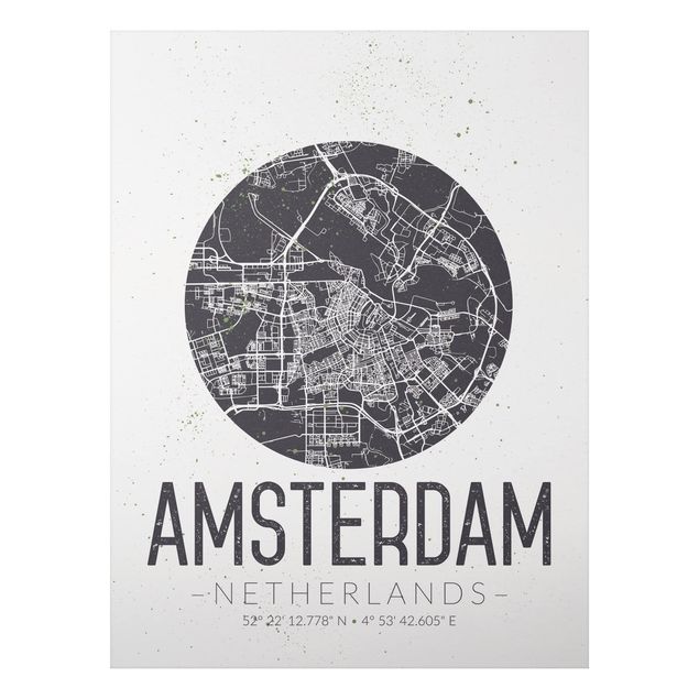 Cuadro de mapamundi Amsterdam City Map - Retro