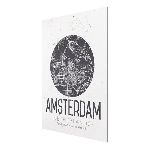 Cuadros con frases motivadoras Amsterdam City Map - Retro