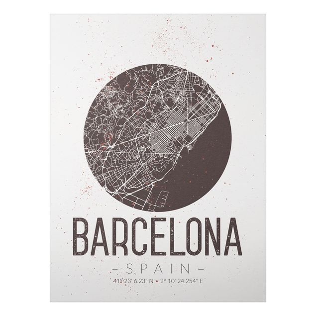 Cuadros mapamundi Barcelona City Map - Retro
