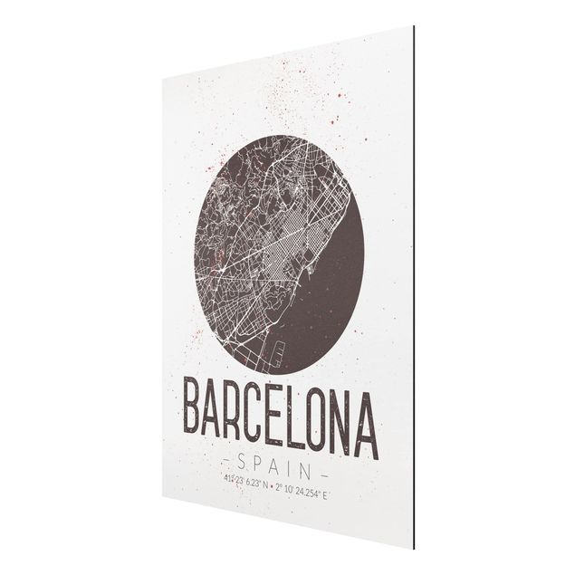 Cuadros con frases Barcelona City Map - Retro