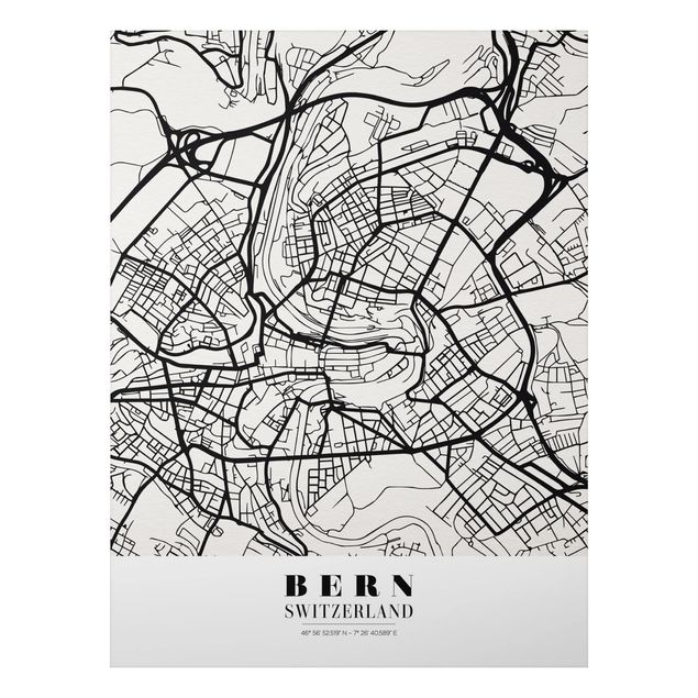 Cuadro mapa del mundo Bern City Map - Classical