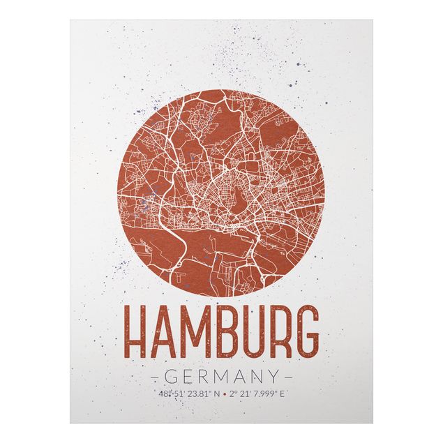 Cuadro mapa del mundo Hamburg City Map - Retro