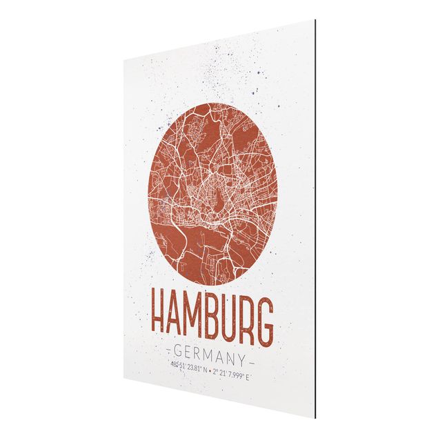 Cuadros frases Hamburg City Map - Retro