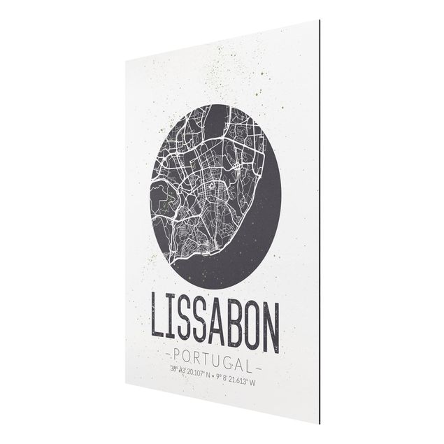 Cuadros con frases Lisbon City Map - Retro