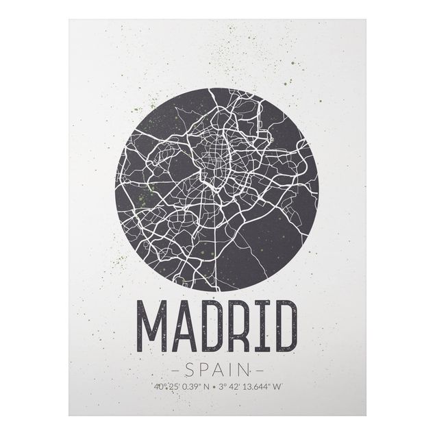 Cuadros mapamundi Madrid City Map - Retro