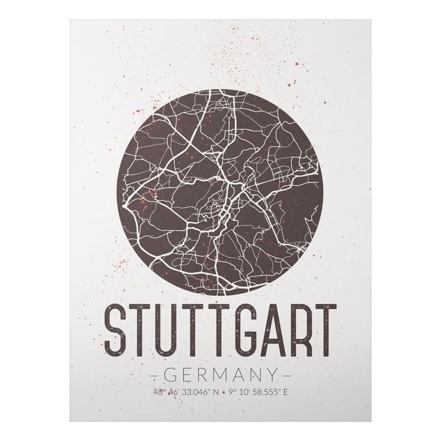 Cuadros mapamundi Stuttgart City Map - Retro