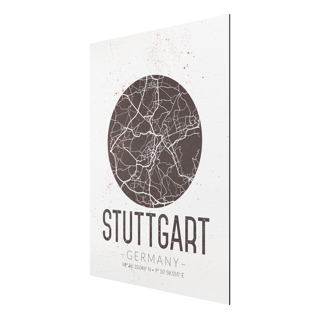 Cuadros con frases Stuttgart City Map - Retro