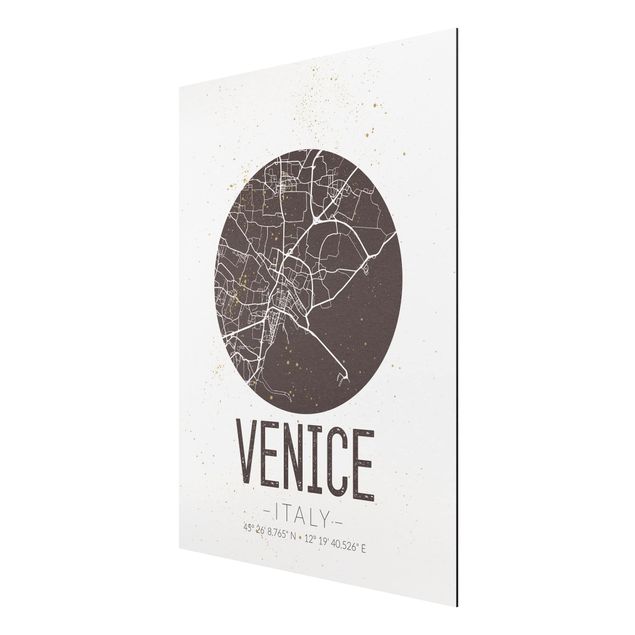 Cuadros con frases Venice City Map - Retro